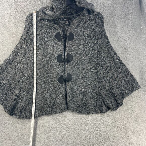 BCBG Maxazria Womens Cardigan Sweater Cape Wool Mohair Blend Grey Chunky L - Picture 2 of 13